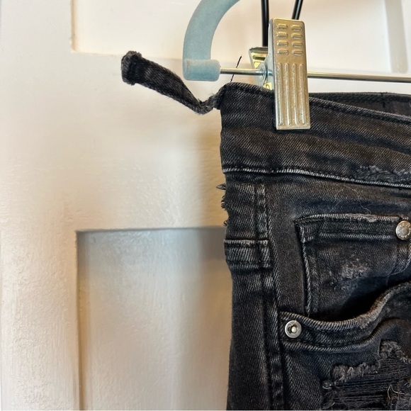 H&M Jeans Women’s Size 28 Black Denim Skinny Ankle High Waist Ripped Belt Loops - Picture 4 of 12